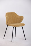 Set of 4 Dining Chairs Corduroy Cord Fabric with Metal Legs in Mustard Yellow V563-68407_2X
