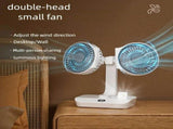 Dual-Head Auto-Oscillating Desktop Fan for Office & Bedroom, USB Rechargeable Portable Cooling with V1107-CS-SMYTFS