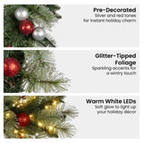 Christabelle 61cm Christmas Wreath with LED Lights Baubles Berries Red Silver Front Door Decora 112_SENJB61