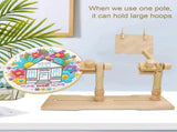 Adjustable Embroidery Stand Rotating Wooden Cross Stitch Holder & Knee Pad with 15cm & 20cm Hoops, V1107-120-90958-WOO-EMBROIDERYSTAND