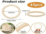 45 Pcs 4 Inch Wooden Rings for Crafts,Natural Unfinished Solid Wooden Rings for Macrame,Diy V1369-AZ3-W-17873