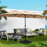Instahut 4.57m Outdoor Umbrella Beach Pole Garden Tilt Beige UMB-POLE-4-TR-BG