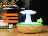 Dark Woodgrain Raindrop Mushroom Aroma Diffuser - 280mL Ultrasonic Humidifier with Colorful Lights V888-ELOSUNG28445