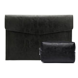 14 Litchi Pattern Laptop Sleeve & Power Bag - Black Leather PRL-6022204240DBT