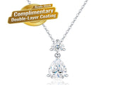 Elegant Moissanite Pendant Necklace with Round and Pear Cut Stones, Anti-Tarnish Silver Finish, V1341-ZY-UQBE7E59-MOISSANITE-PREMIUMS925