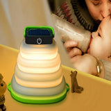 2Pcs Collapsiable Solar Lamp -Black and Green V1263-JX-7438