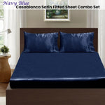 Ramesses Casablanca Satin Fitted Sheet Combo Set Navy Blue King V442-KIT-FITTEDSS-CASABLANCASATIN-NAVYBLUE-KI