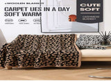 Brown and Black Luxurious Leopard Print Knit Throw Blanket - Ultra-Soft Jacquard Plush for Sofa, Bed V888-ELOSUNG27778