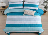 Teal Stripe Patchwork Vista Bedspread Coverlet 3 Piece Set V745-AC080778Q13U