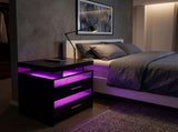 Levede Smart Bedside Table Charging Station Motion Sensor Modern Nightstand NI1075-BK-AU