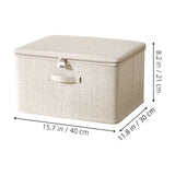 Beige Fabric Storage Bin with Password Lock, Foldable Lightweight Organizer for Clothes, Underwear, V1369-AZ3-W-15700