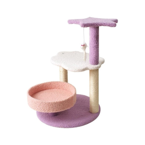 Floofi 61cm Galaxy Plush Scratching Post Cat Tree Pink Purple V227-3331641024550