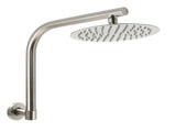 Brushed Nickel 8" Round Rainfall Shower Head 360&degSwivel Gooseneck Wall Arm Set V1233-A619NKSR108N