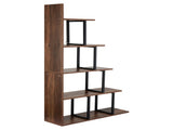 Artiss 5 Tiers Bookshelf Ladder Corner Shelf Bookcase Walnut FUR-T-LSHLEF-5T-WD
