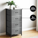 Artiss Set of 2 Chest of 4 Drawers Storage Dresser Tallboy Grey DIY-CDR-4D-GYX2