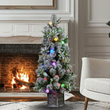 Snowy Crown Pine Potted Christmas Tree 1.2m Multicolour Pre-Lit with Snowball Lights 112_SENCR103