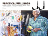 Wall Mounted Garage Hooks, L Shape Design, Black PVC, Strong Bearing Capacity, Home Use, 6Pcs V1369-AZ3-W-20861