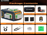 CIGMAN Green Laser Level, 3x360&deg Side LCD 12-Line Self-Leveling, Bluetooth App Remote, Pulse Mode V413-CMS03