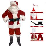 Santa Claus Costume 7 Parts Complete Set for Adults Cosplay with Elf XL 180-195cm V1188-YUF-19703-1