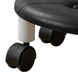 Round Low Rolling Stools Fuax Leather Universal Wheel Small Roller Swivel Stool High Weight Capacity V1294-YM0706-3116230016311