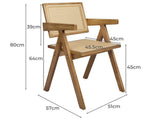 Levede 2x Dining Chair Solid Wood Rattan Natural CH1101-2-NT