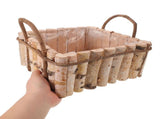 Dark Grey Birch Wooden Bucket Planter with Liner Ideal for Succulents and Garden Plants V1369-AZ3-W-19193