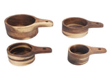 4PCS Cups Set Clear Scale Comfortable Handle Rounded Edges Stackable Handcrafted Wood V1294-YM0901-3118240098011