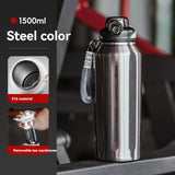 316 Stainless Steel Water Bottle Outdoor Insulated Bottle Sports Straw Bottle - Silver - Size 1200ml V1102-122-95094-SLR-1200ML