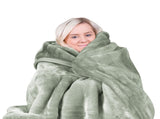 Laura Hill 800-GSM Mink Blanket Queen Size Double-Sided Soft Plush Bed Faux Throw Rug Sage MNKHV-SG