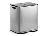Cefito Pedal Bins Rubbish Bin Dual Compartment Waste Recycle Dustbins 60L Silver RB-60L-2C-SI
