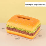 Square Creative Burger Tissue Box - Fun American-Style Cartoon Paper Towel Holder for Home Dcor and V888-ELOSUNG13608