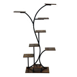 8 Tier Tree-Shaped Plant Stand Indoor Tall Plant Shelf Display Rack Metal MDF Flower Pot Holder V767-HJ-XZ2242