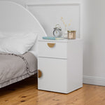 PORTO BEDSIDE TABLE - WHITE - SLIM - HALF MOON BRASS V164-ECS13WTB04G