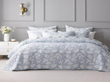 Bianca Laurieton Blue Jacquard Botanical Bedspread Set Super King V442-BCA-BEDSPREAD-LAURIETON-BLUE-SK