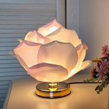 Dimmable Rose Shape Table Lamp - Romantic Floral Ambient Light with Metal Base for Bedroom, Living V1107-124-29620-PNK