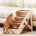 i.Pet Dog Ramp Steps For Bed Sofa Car Pet Stairs Ladder Portable Foldable Beige FDR-D-433-BG