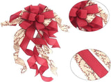Red Plaid Burlap Christmas Tree Decoration Large Bow Christmas Tree Decoration for Indoor or Outdoor V1263-JX-1850