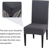 Stretch Chair Covers Set of 4 or 6, Removable Washable Slipcovers Dining Chairs, Grey Pack of 6, V1188-TR101-30916-10