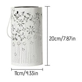 Solar Hanging Lantern Outdoor Hollow Metal LED Decorative Garden Light for Patio Porch Yard, White V1369-AZ3-W-12054