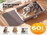 i.Pet XXL Cat Litter Box Stainless Steel Jumbo Semi-Enclosed Pet Kitty Toilet Grey PET-CLB-STL-XXL-LTGR