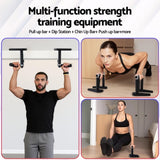Everfit 2Pcs/Set Pull Up Bar Portable Foldable Dip Station Multi Gym 120kg Home Power Station Black PUB-A-5011A-BK