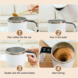 Electric Coffee Mug, 13oz Self Stirring Smart Mug with Temperature Display & Rechargeable Magnetic V1366-AZ2-W-11533