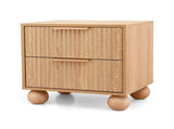 Artiss Rattan Bedside Table 2 Drawers Pine FUR-Z-BS-03-WD