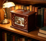 Pet Memorial Wooden Urn Box with Photo Frame, Life Tree Butterfly Ashes Keepsake Box Forever Love V1107-136-32588-BLK