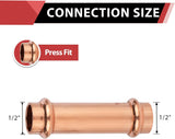 (Pack of 10) 1/2" x 1/2" Copper Press Fit Extended Coupling Fittings, No Stop,(PRESS028) V1258-DP02-C-2382