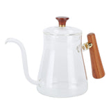 Coffee Kettle Pour Over High Borosilicate Glass Heat Resistant Round Wood Insulated Handle Gooseneck V1294-YM0714-3118210220111