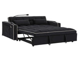Fashionable Modern and Multi-functional Foldable Velvet Sofa Bed - Black V1316-W2353P151786