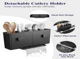 Dish Drying Rack - Multi-Functional Dish Rack for Kitchen Counter with Cutlery Holder, Rust-Proof V1102-COLORBLACK