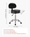 Round Rolling Stool, PU Leather Rolling Stool with Backrest, 360&deg Swivel Drafting Stool with V952-YDHSJSYXYKBWDYI0TV0