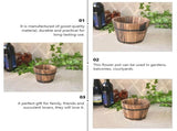 Rustic Wooden Planter Set of 3, 15x12x13 Inches, Decorative Garden Flower Pots for Indoor Outdoor V1369-AZ3-W-10581